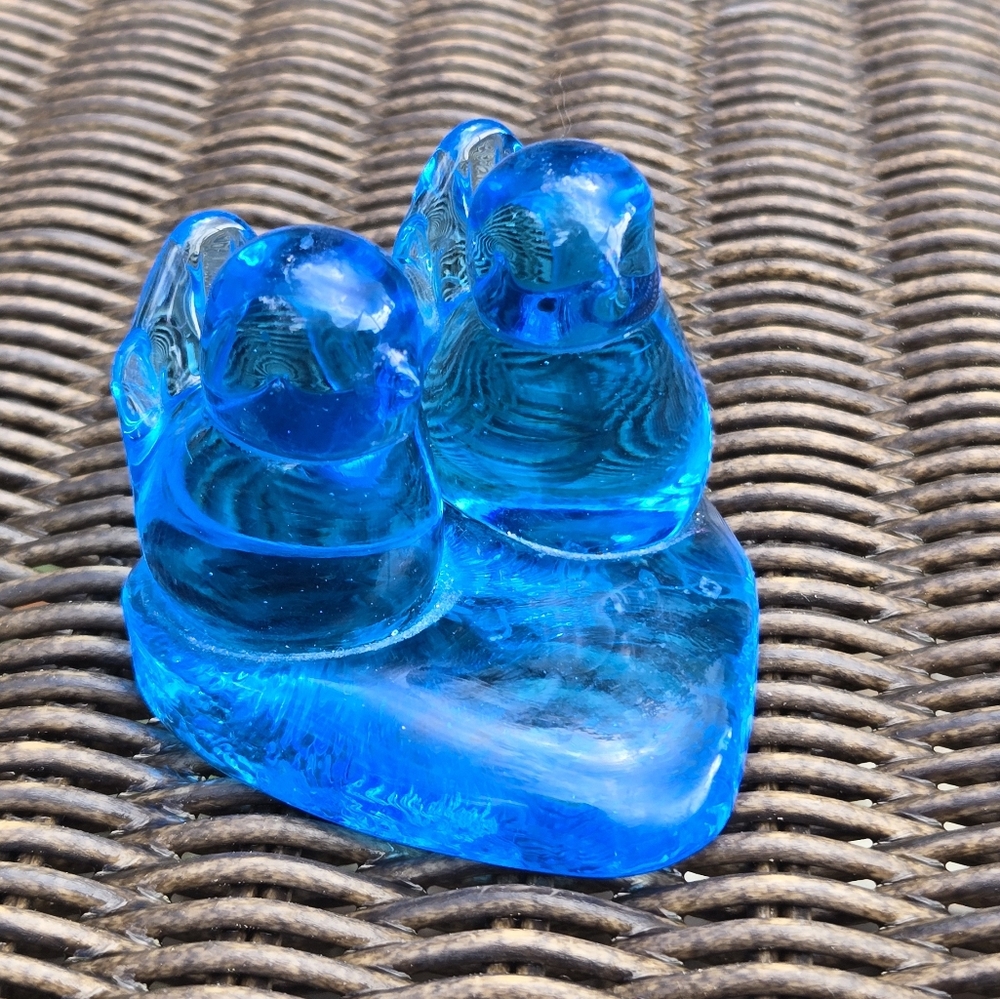 Blue Bird of Happiness Art Glass signed Leo Ward 1997